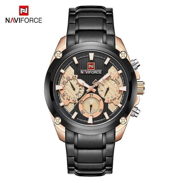 Men's Waterproof Stainless Steel Watch With Chronometers Business Style Wristwatch Unique Design Perfect Gift