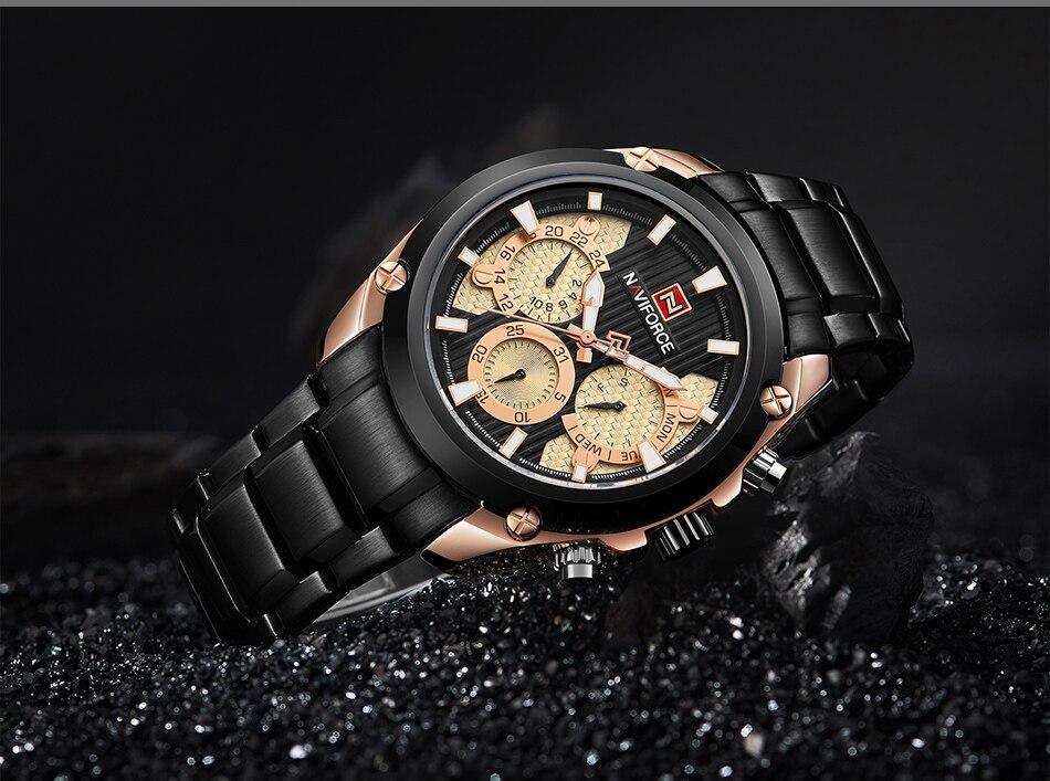 Men's Waterproof Stainless Steel Watch With Chronometers Business Style Wristwatch Unique Design Perfect Gift
