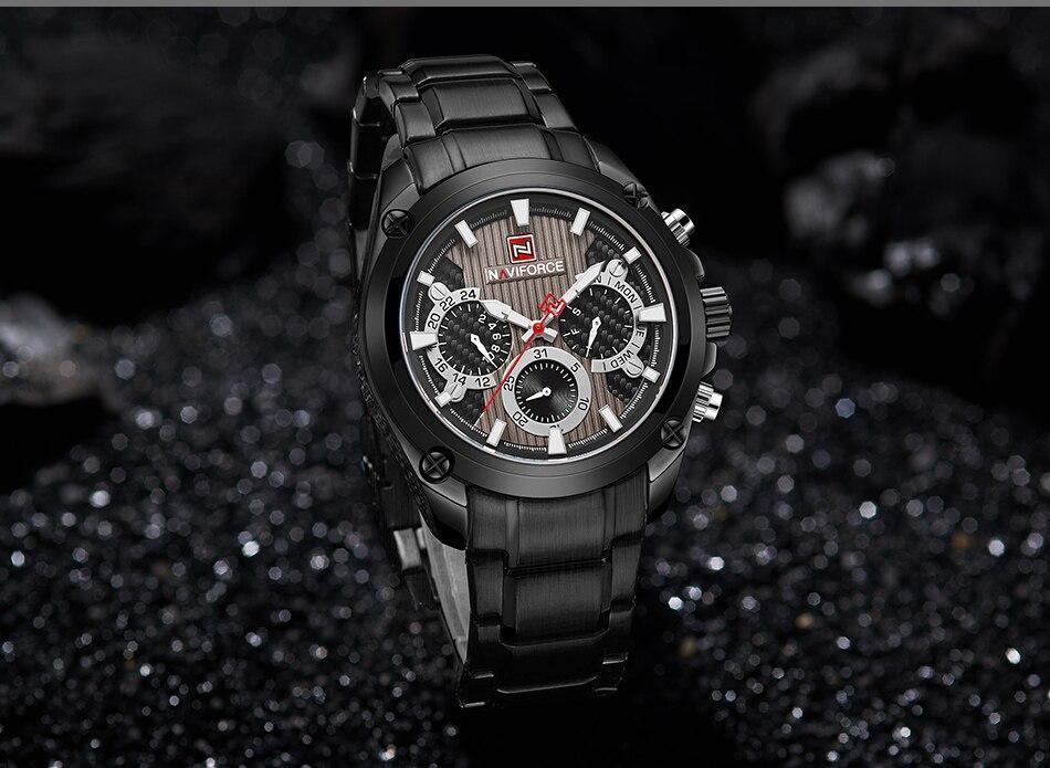 Men's Waterproof Stainless Steel Watch With Chronometers Business Style Wristwatch Unique Design Perfect Gift