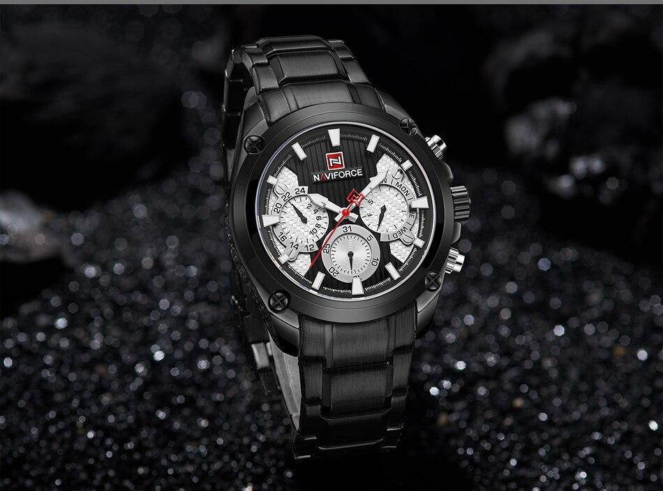 Men's Waterproof Stainless Steel Watch With Chronometers Business Style Wristwatch Unique Design Perfect Gift