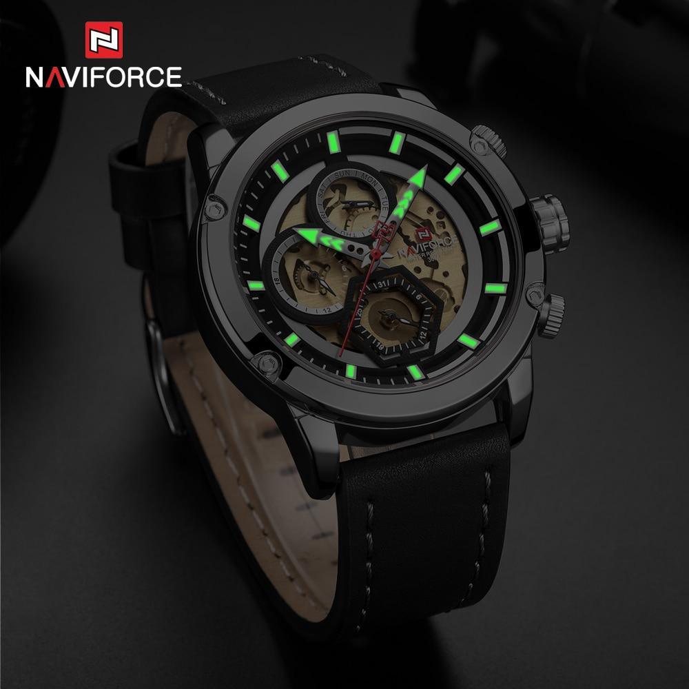 Sport Watches For Men Waterproof Watch Analog Quartz Leather Band Wristwatch Unique Design Perfect Gift