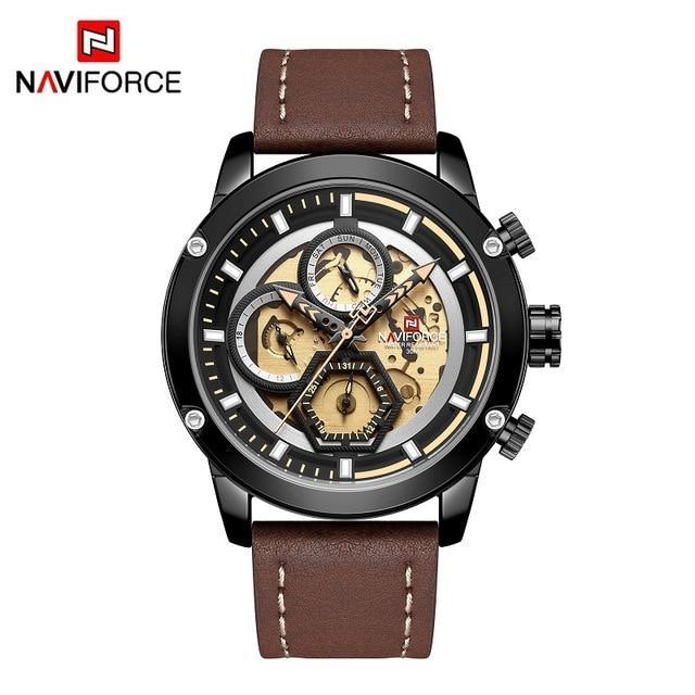 Sport Watches For Men Waterproof Watch Analog Quartz Leather Band Wristwatch Unique Design Perfect Gift