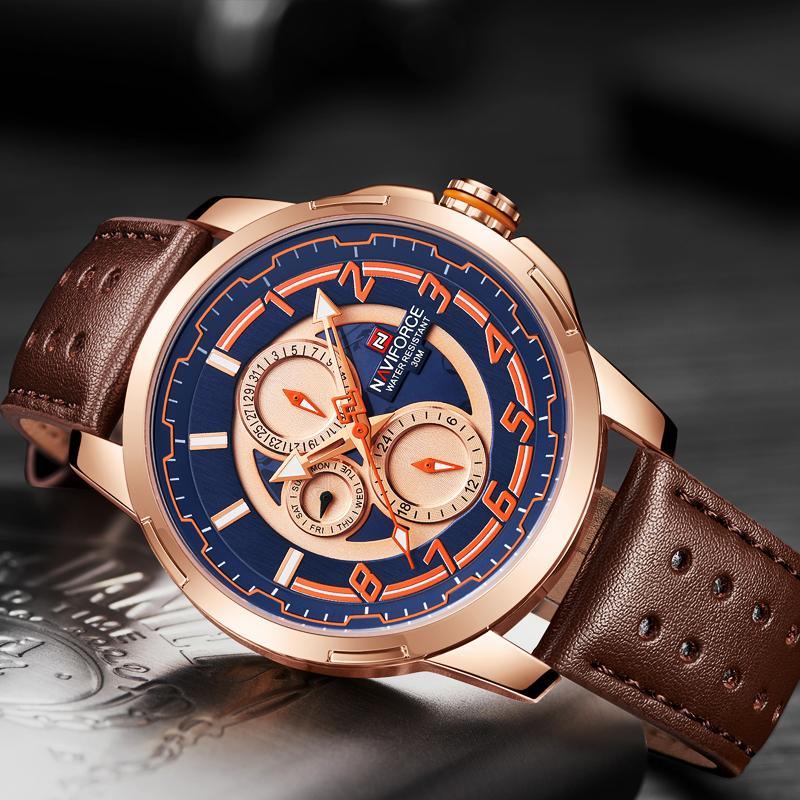 Sport Watches For Man Waterproof Watch Analog Quartz Leather Band Date Calendar Unique Wristwatch Perfect Gift
