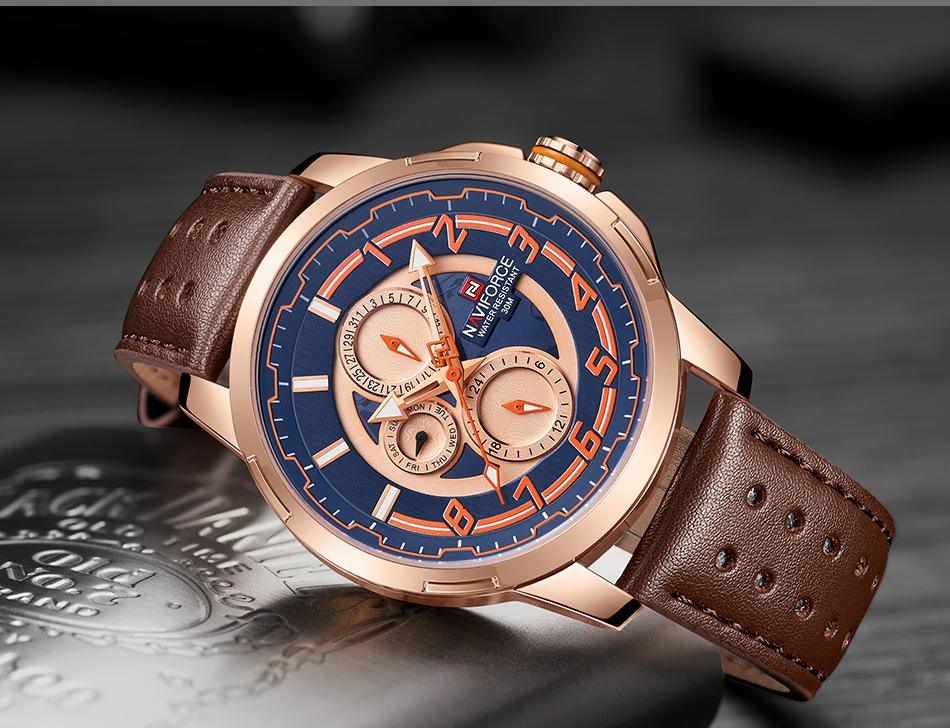 Sport Watches For Man Waterproof Watch Analog Quartz Leather Band Date Calendar Unique Wristwatch Perfect Gift
