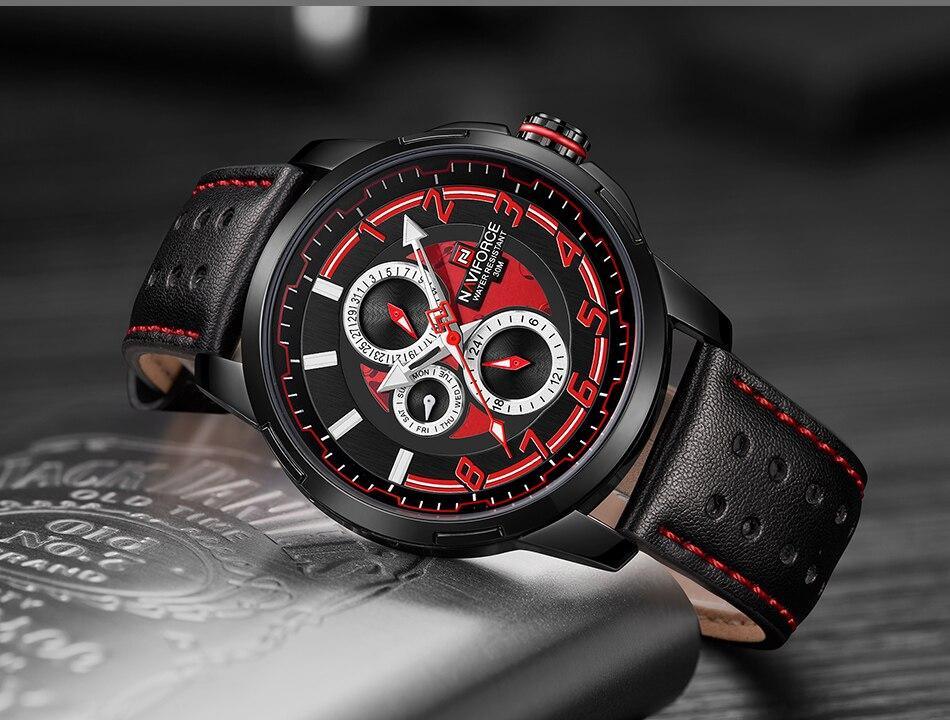 Sport Watches For Man Waterproof Watch Analog Quartz Leather Band Date Calendar Unique Wristwatch Perfect Gift