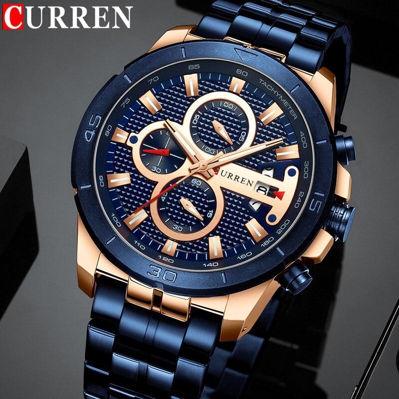Men's Waterproof Watch With Chronometers Day View And Fluorescent Hands Unique Luxury Design Perfect Gift