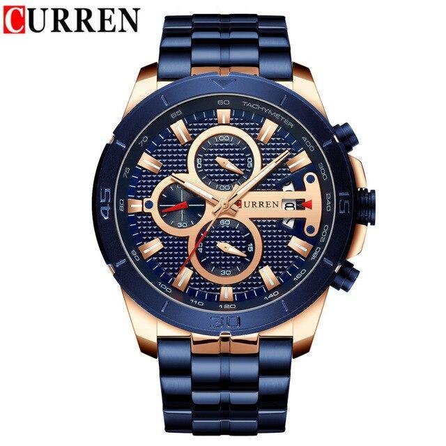 Men's Waterproof Watch With Chronometers Day View And Fluorescent Hands Unique Luxury Design Perfect Gift
