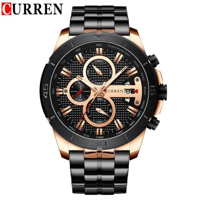 Men's Waterproof Watch With Chronometers Day View And Fluorescent Hands Unique Luxury Design Perfect Gift