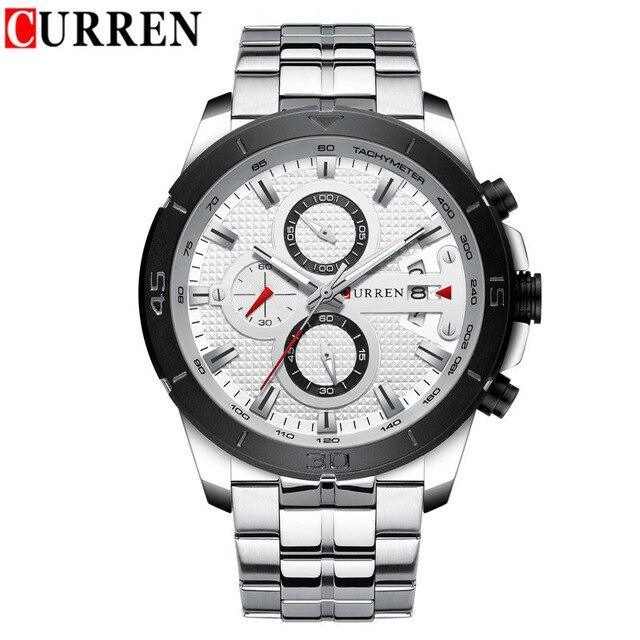 Men's Waterproof Watch With Chronometers Day View And Fluorescent Hands Unique Luxury Design Perfect Gift
