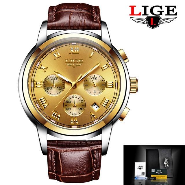 Men's Elegant Watch With Chronometers And Leather Belts Business Style Perfect Gift Excellent Look