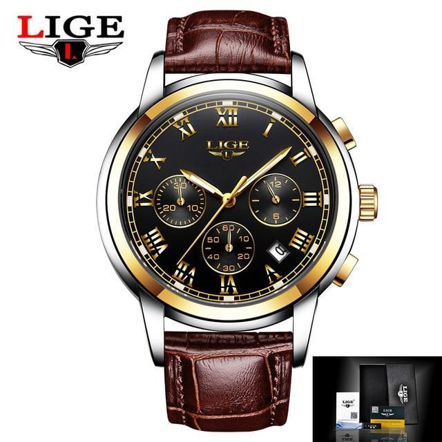 Men's Elegant Watch With Chronometers And Leather Belts Business Style Perfect Gift Excellent Look