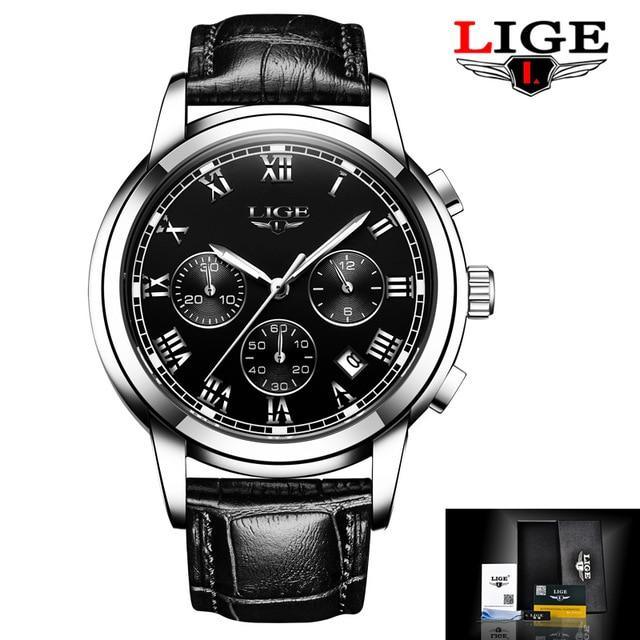 Men's Elegant Watch With Chronometers And Leather Belts Business Style Perfect Gift Excellent Look