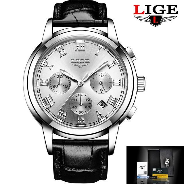 Men's Elegant Watch With Chronometers And Leather Belts Business Style Perfect Gift Excellent Look