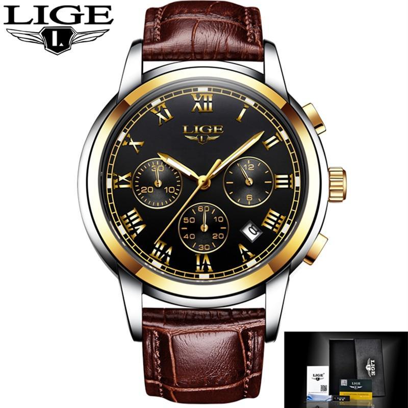 Men's Elegant Watch With Chronometers And Leather Belts Business Style Perfect Gift Excellent Look