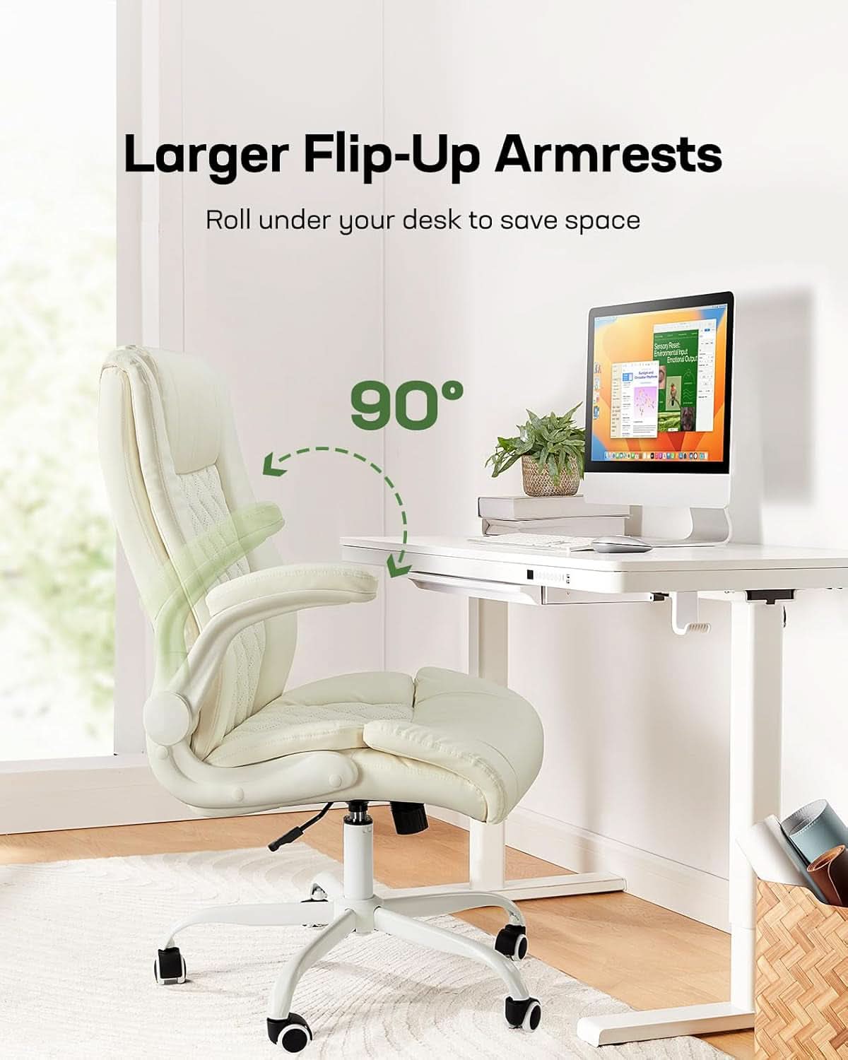 PU Leather Executive Office Chair With Flip Up Armrests - Overture Gifts