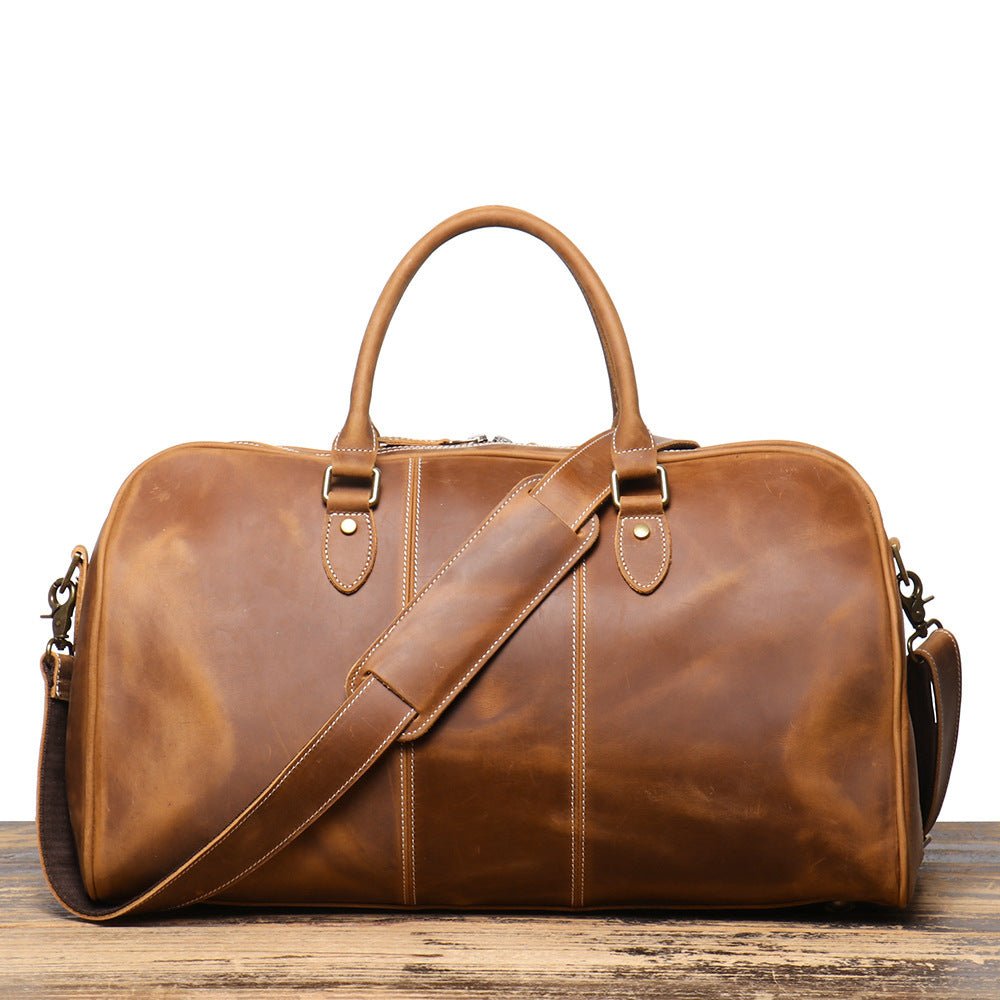 Retro New Men's Genuine Leather Portable Travel Bag - Overture Gifts