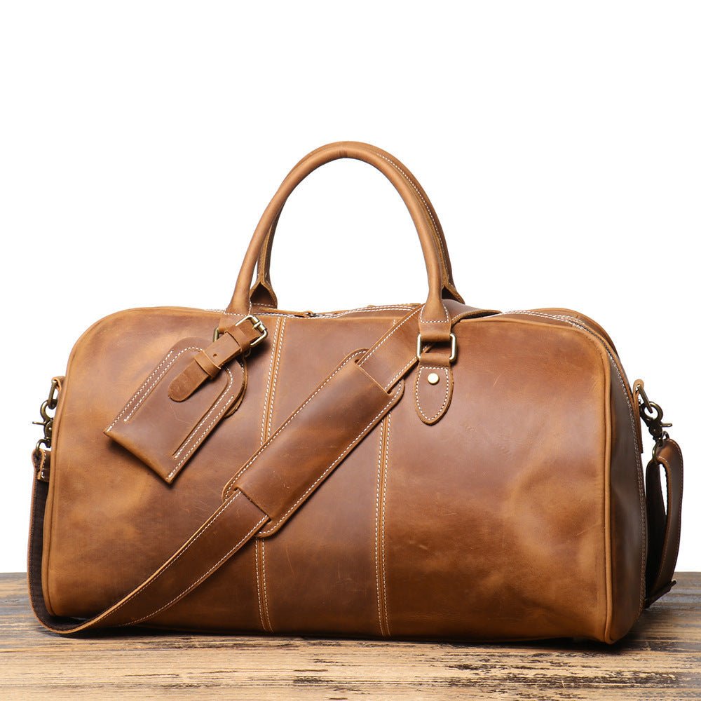 Retro New Men's Genuine Leather Portable Travel Bag - Overture Gifts