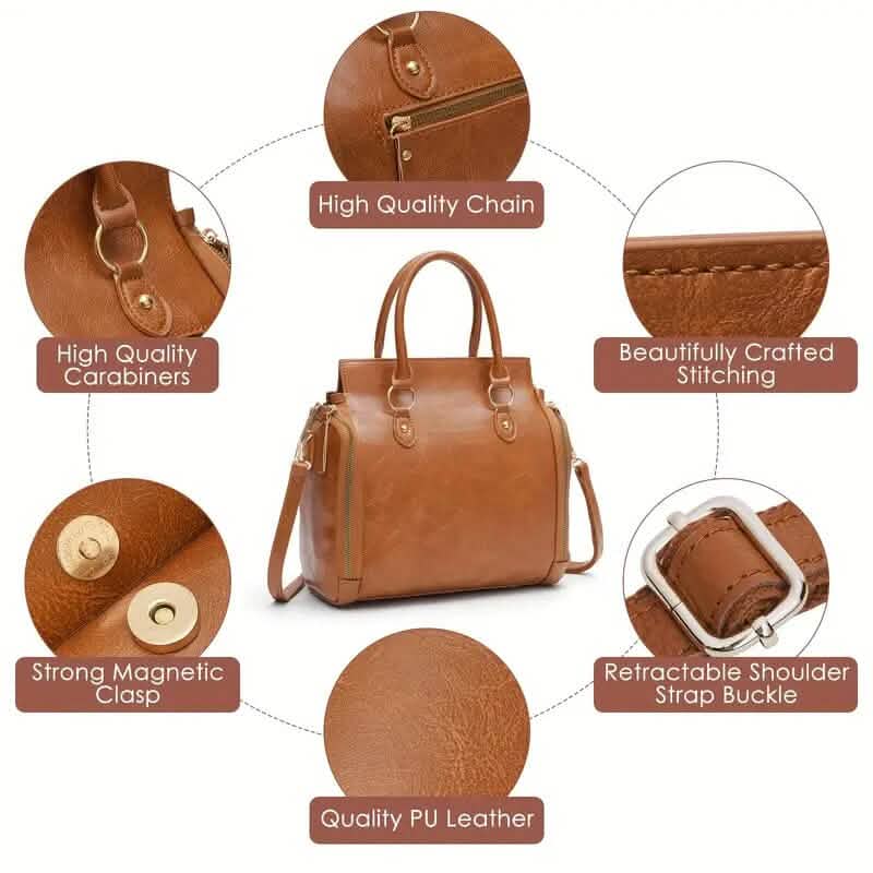 Retro PU Leather Handbag with Multi Card Slot - Overture Gifts