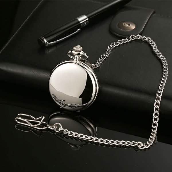 Retro Smooth Men Pocket Watch with Chain - Overture Gifts