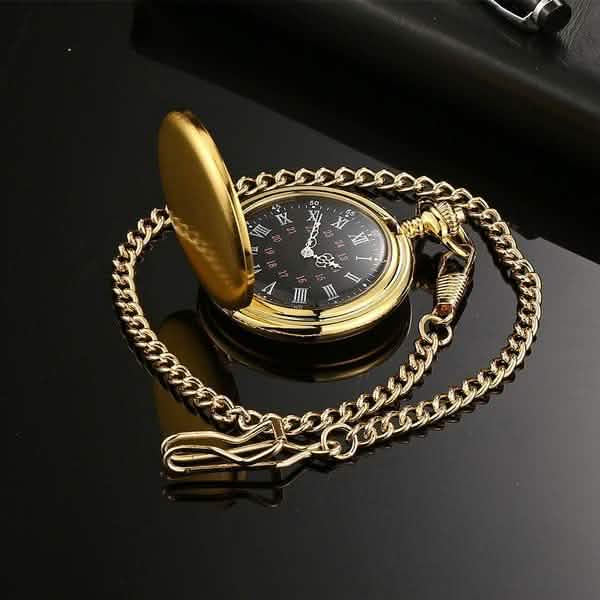 Retro Smooth Men Pocket Watch with Chain - Overture Gifts