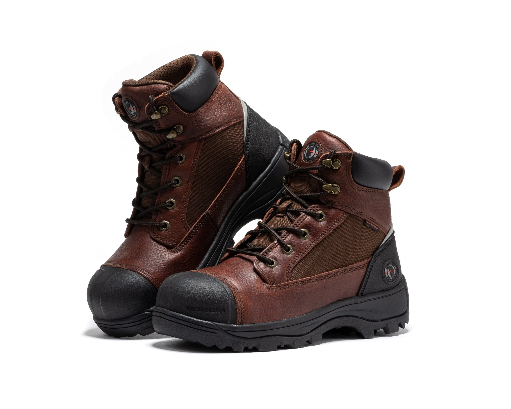 ROCKROOSTER Daviston 6 inch Brown Composite Toe Waterproof Work Boots AT872 - Overture Gifts