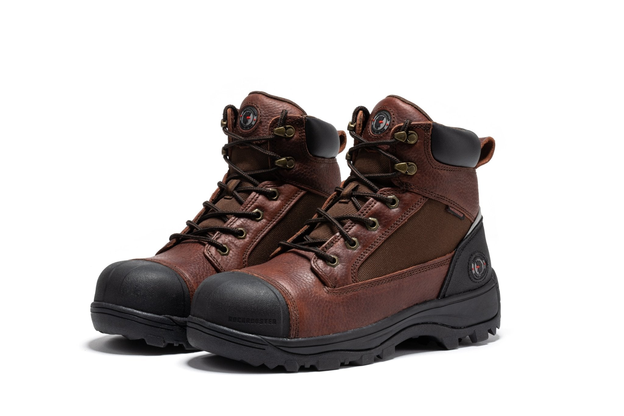 ROCKROOSTER Daviston 6 inch Brown Composite Toe Waterproof Work Boots AT872 - Overture Gifts