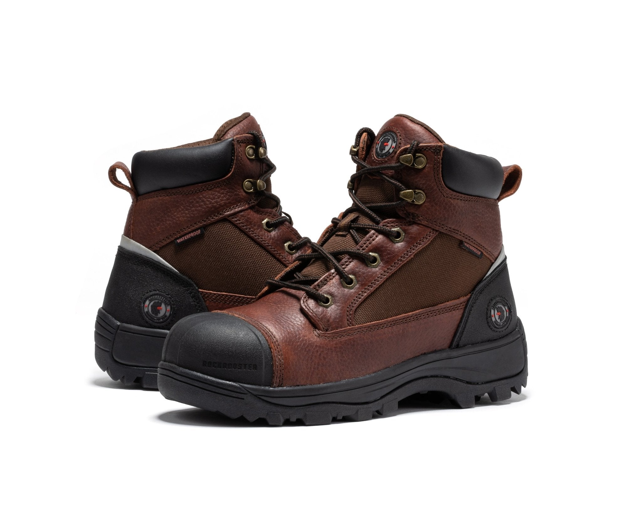 ROCKROOSTER Daviston 6 inch Brown Composite Toe Waterproof Work Boots AT872 - Overture Gifts