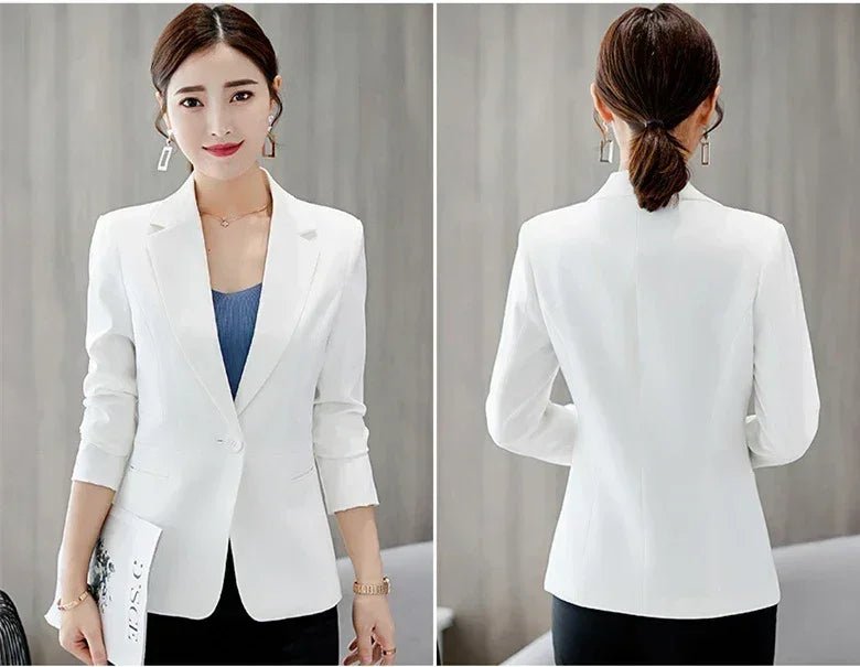 Royal Blue Suit Jacket Women's Stylish Slim Coat New Fall Women Blazer Pink, Red, White, Black Girl Tops Reefer Jackets - Overture Gifts