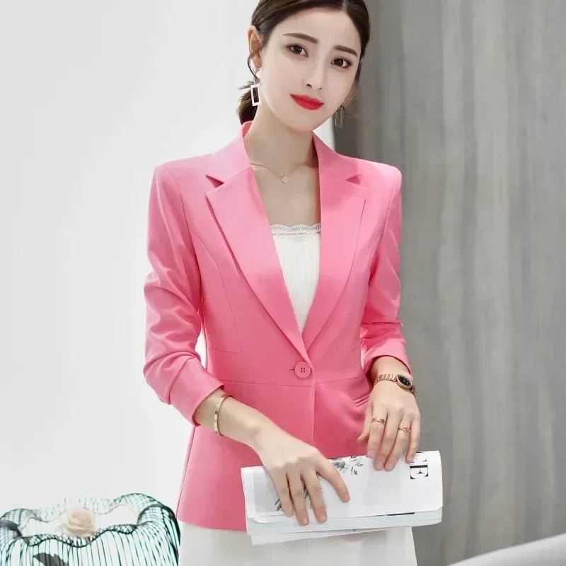 Royal Blue Suit Jacket Women's Stylish Slim Coat New Fall Women Blazer Pink, Red, White, Black Girl Tops Reefer Jackets - Overture Gifts