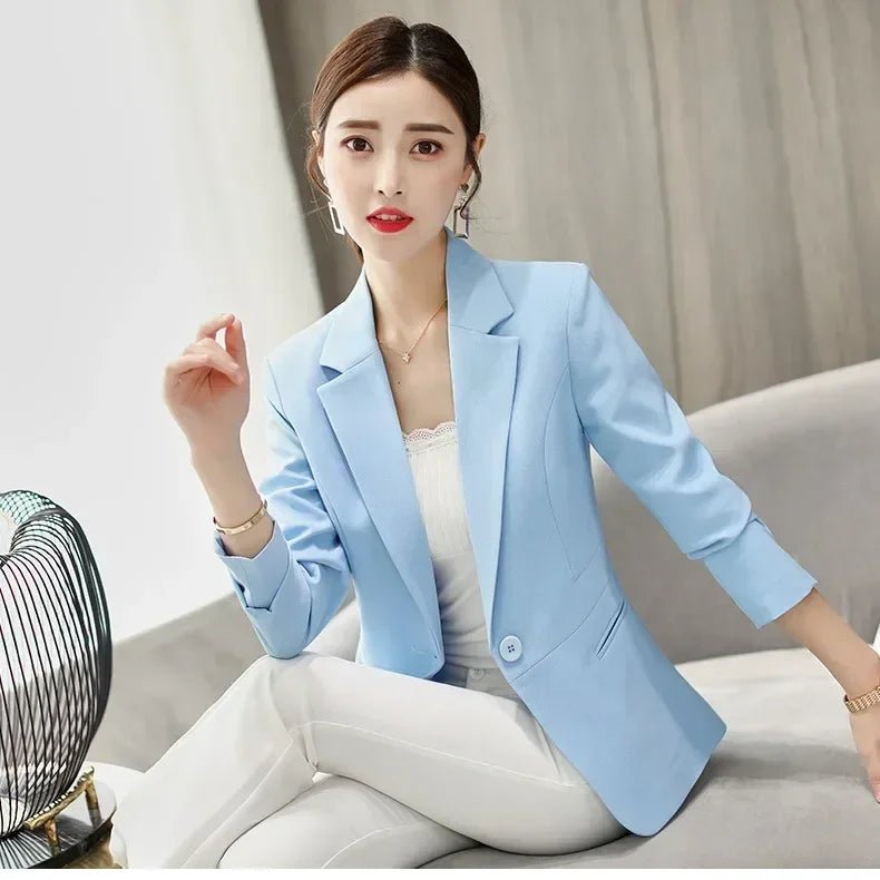 Royal Blue Suit Jacket Women's Stylish Slim Coat New Fall Women Blazer Pink, Red, White, Black Girl Tops Reefer Jackets - Overture Gifts