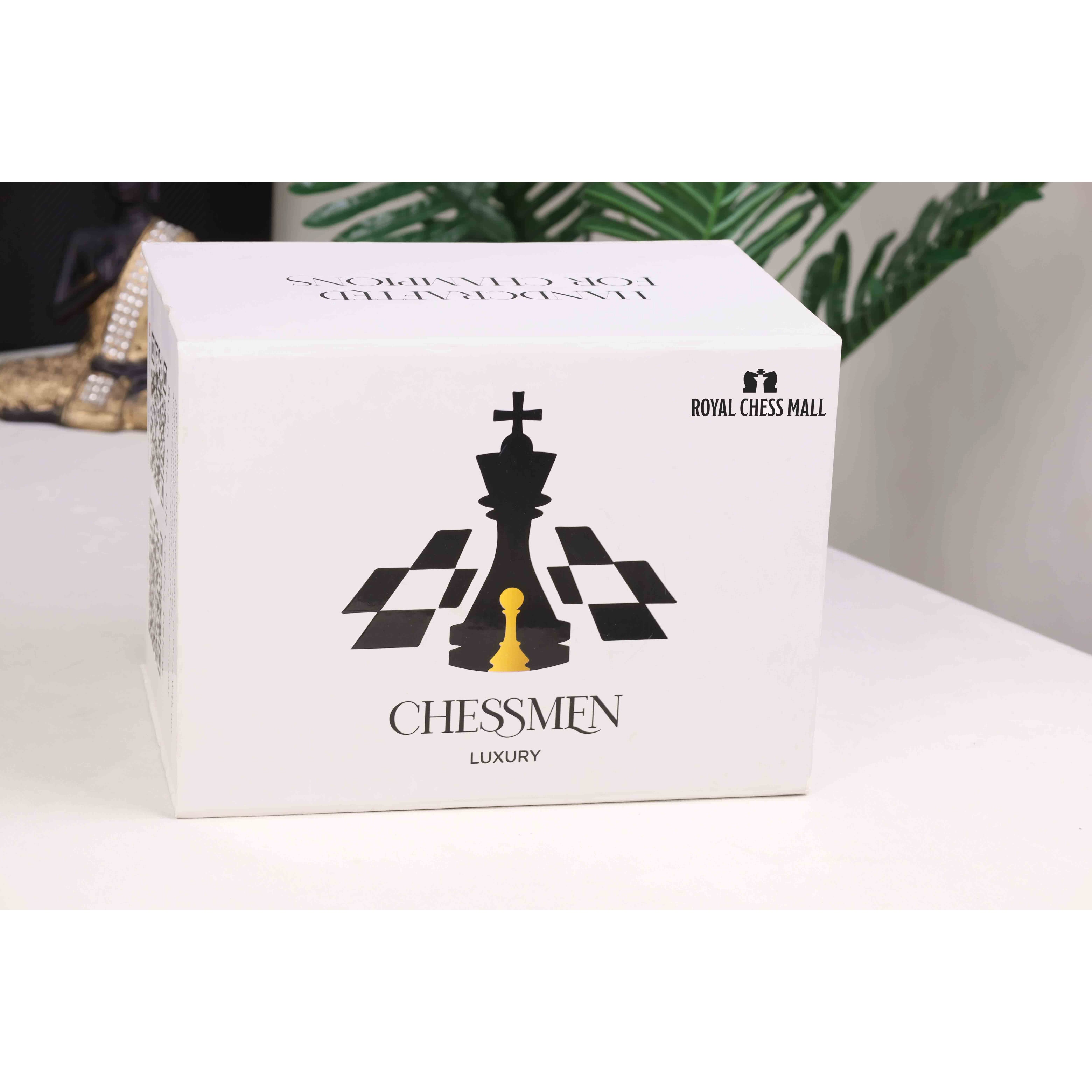 Alexandria Luxury Staunton Burnt Carving Chess Set- Chess Pieces Only - Triple Weighted - Lacquered Boxwood