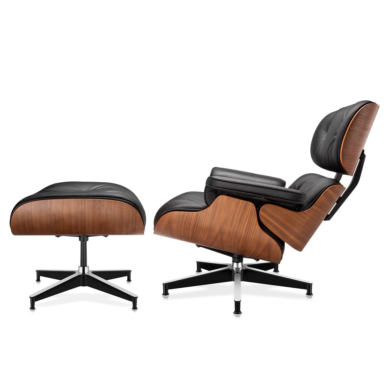 Classic Genuine Leather Lounge With Ottoman Leg Chair (Replica)