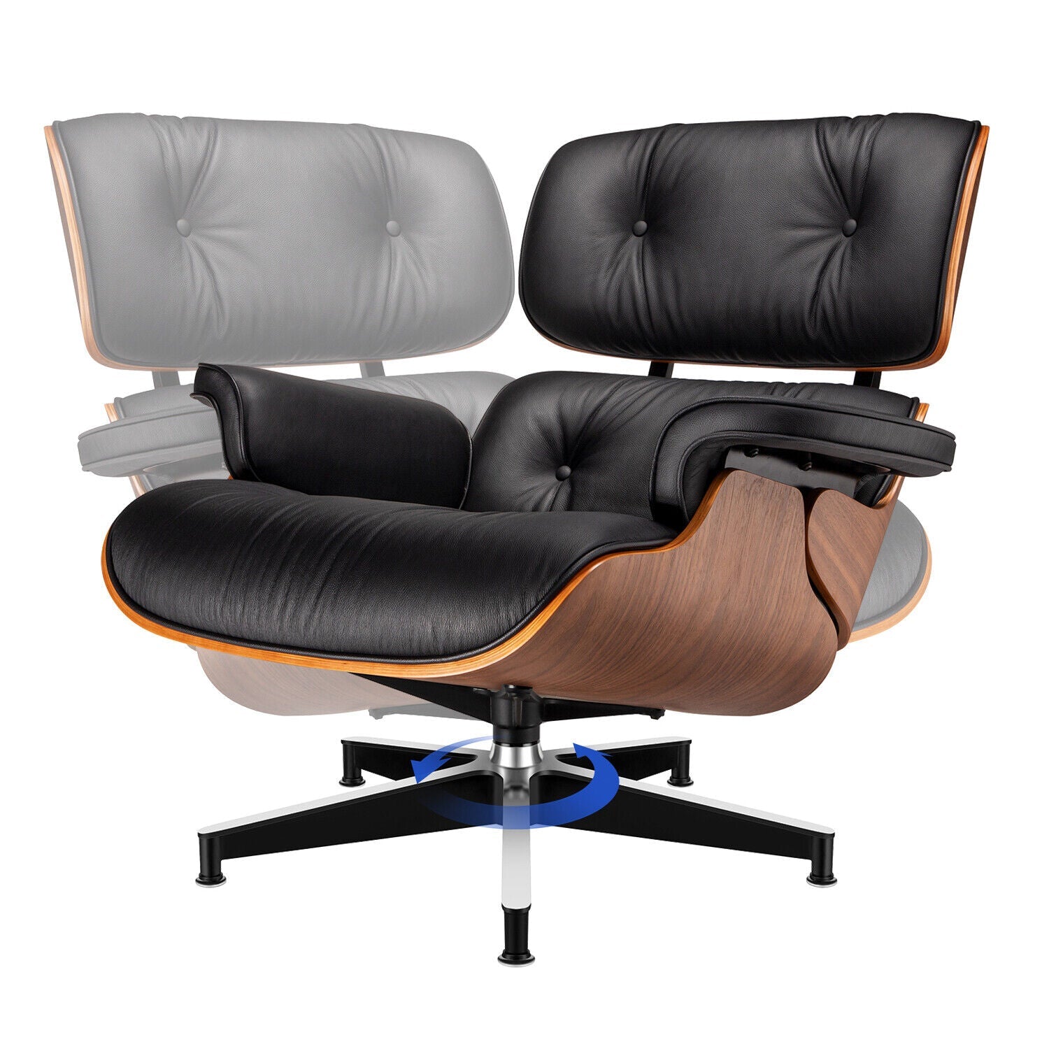 Classic Genuine Leather Lounge With Ottoman Leg Chair (Replica)