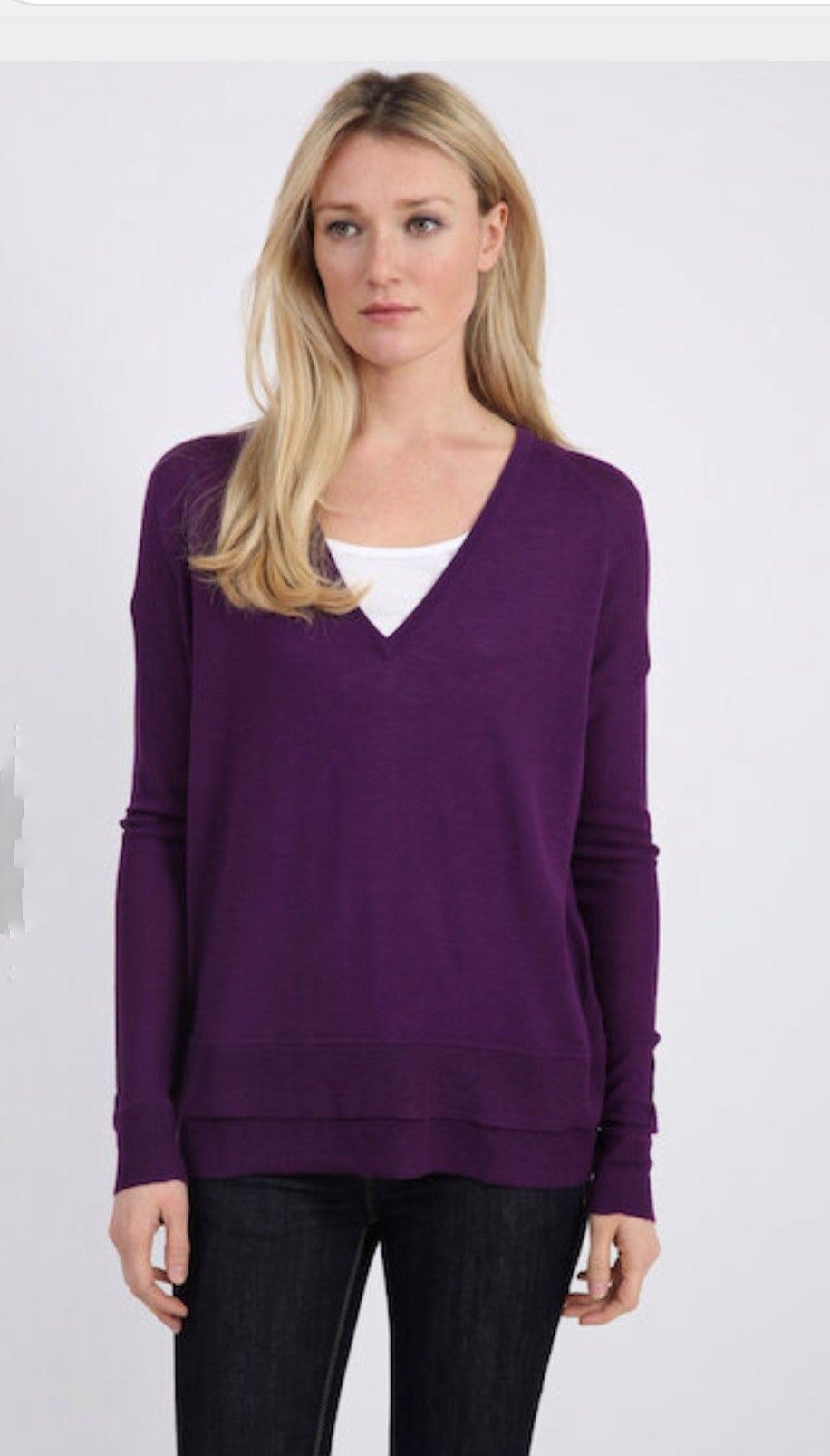 Merino Wool Deep V-Neck Jumper #181947