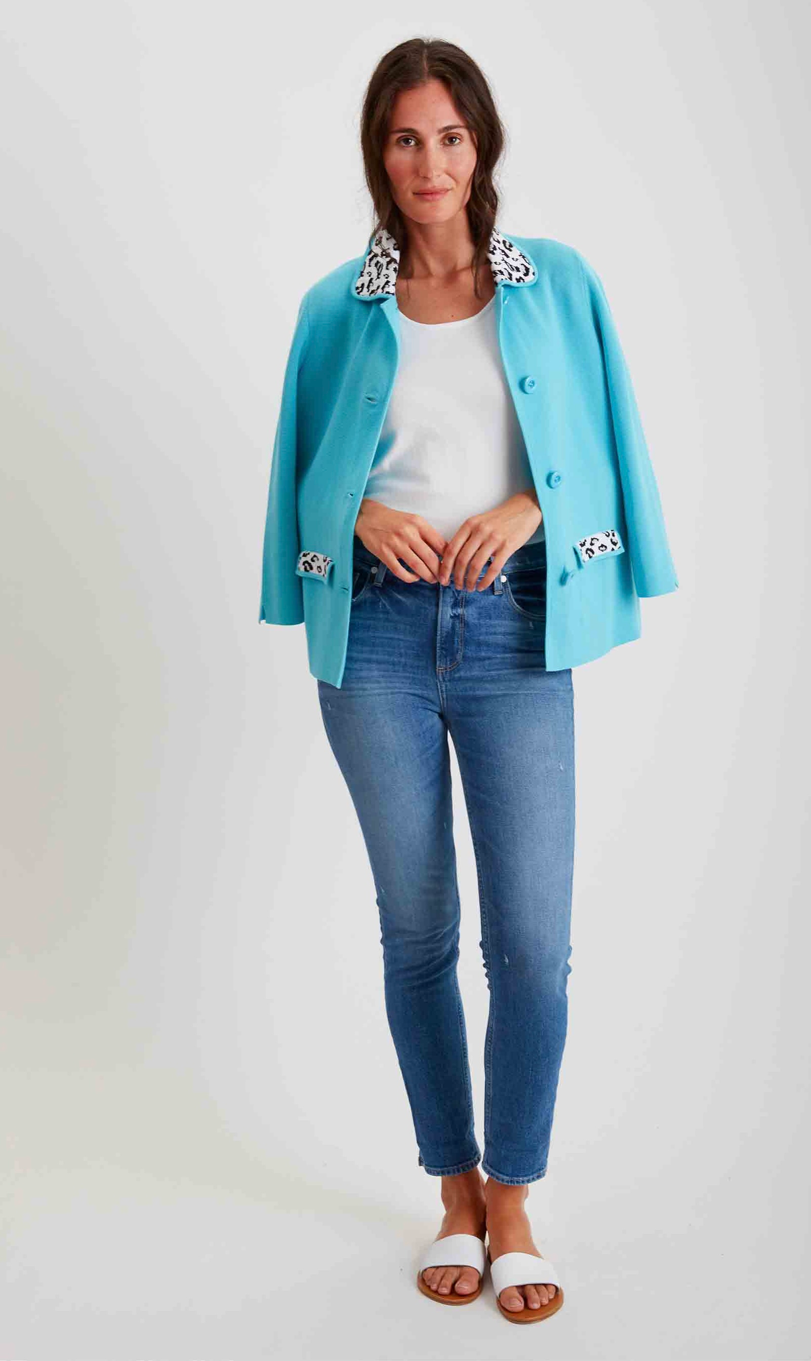 Pima Cotton Leopard Trim Jacket #204321