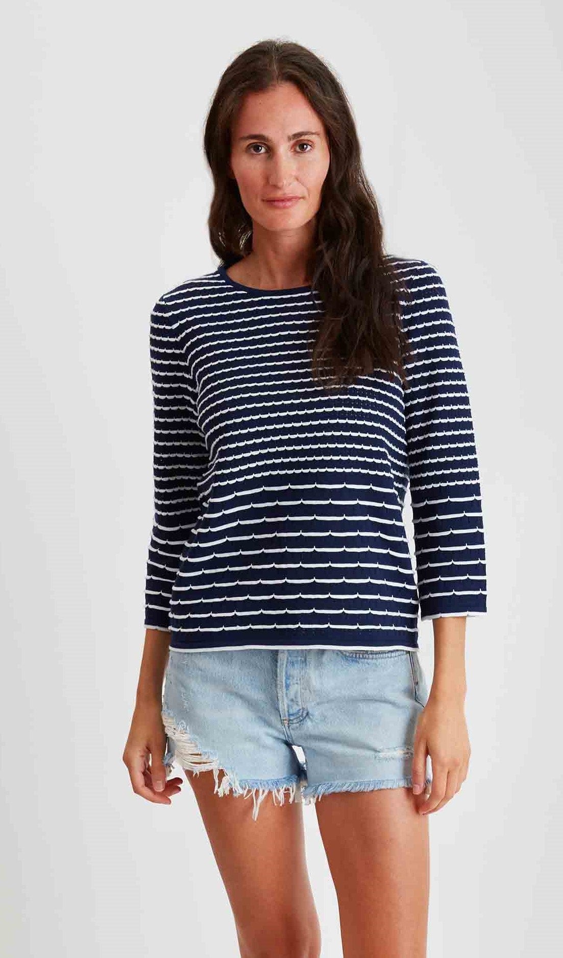 Pima Cotton Scallop Stitch Crew Neck #204326