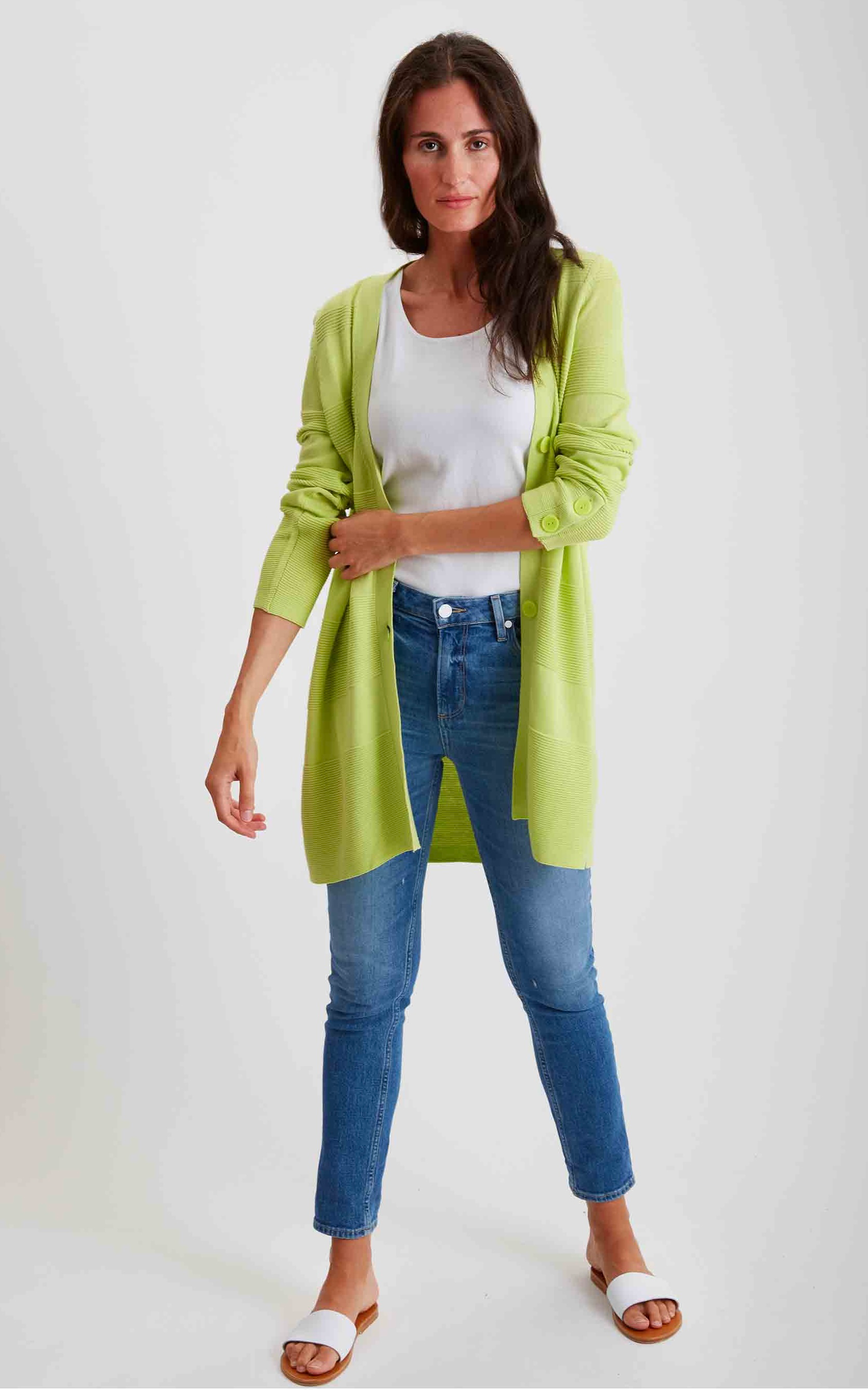 Pima Cotton Button Cuff Cardigan #204328