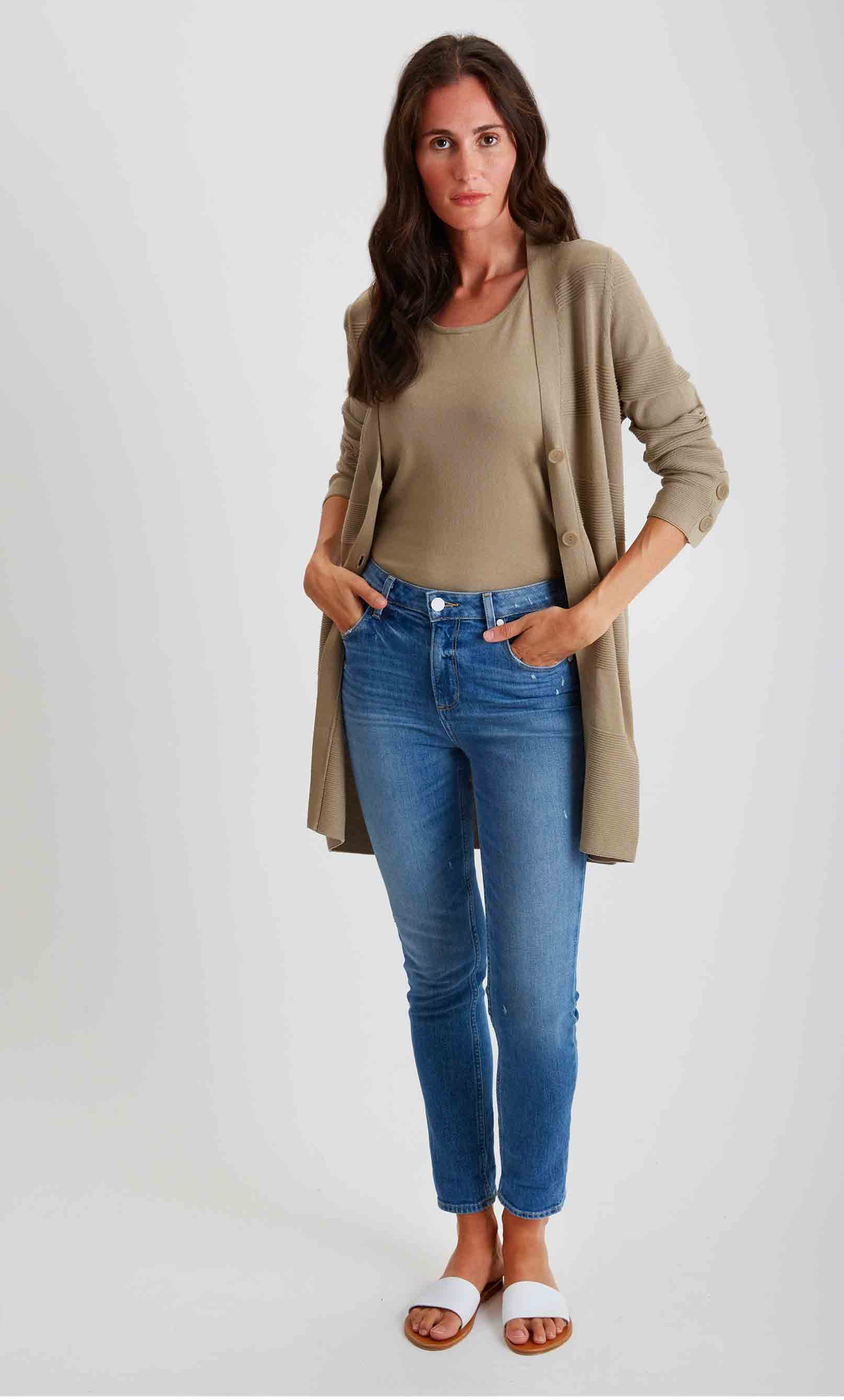 Pima Cotton Button Cuff Cardigan #204328