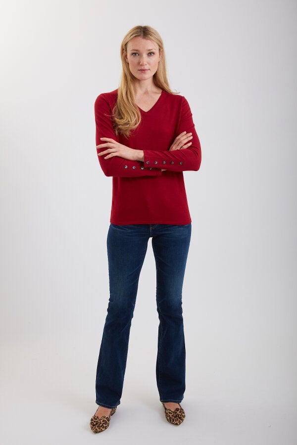V Neck with Button Cuffs #191367
