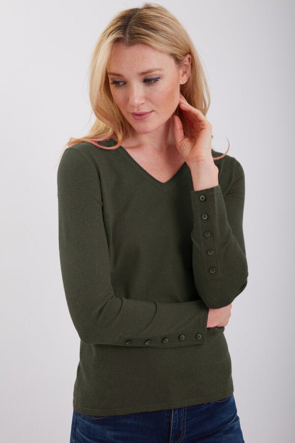V Neck with Button Cuffs #191367