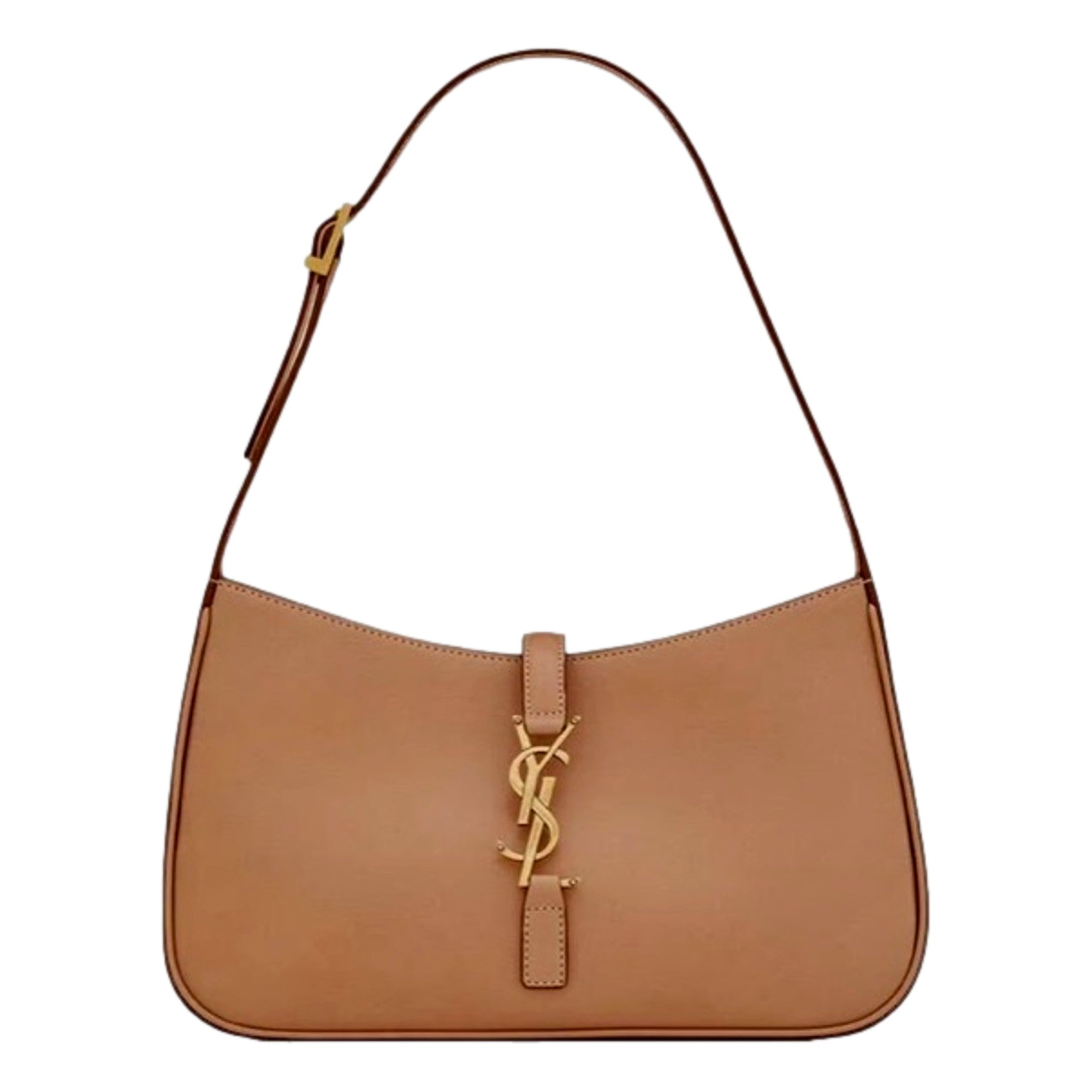 Saint Laurent Le 5 A 7 Small Beige Leather YSL Hobo Shoulder Bag Gold Logo
