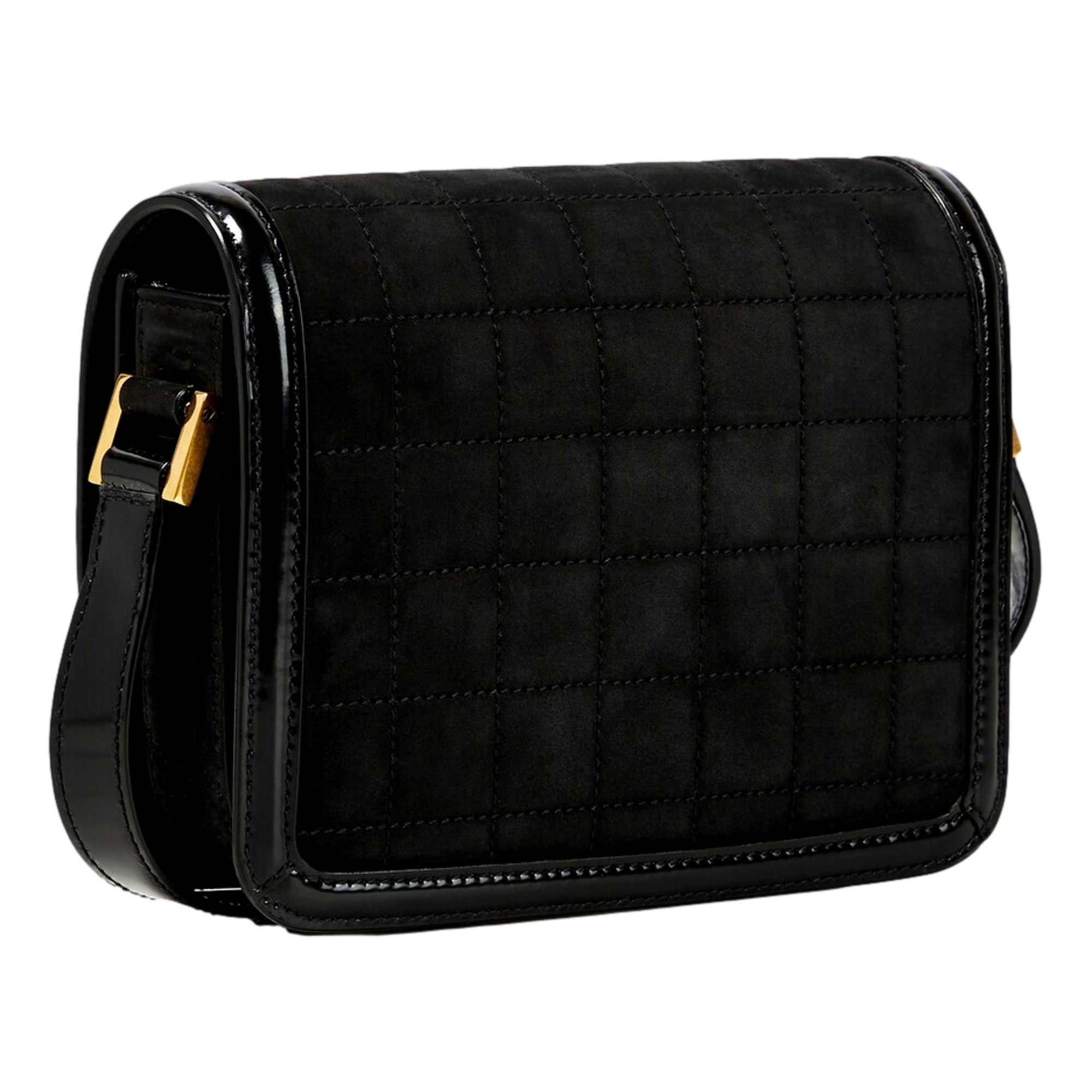 Saint Laurent Solferino Leather Black Quilted Suede Shoulder Bag
