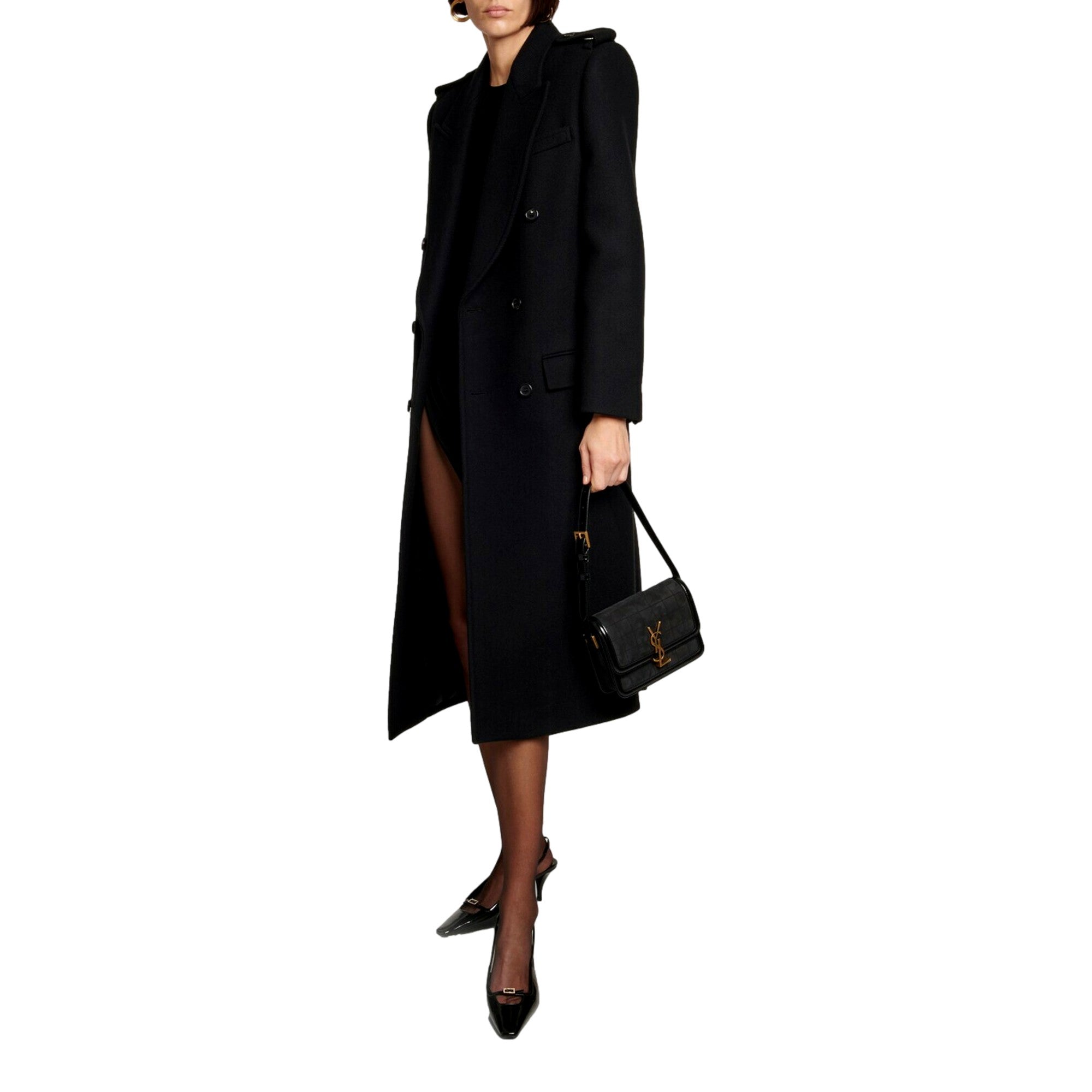 Saint Laurent Solferino Leather Black Quilted Suede Shoulder Bag