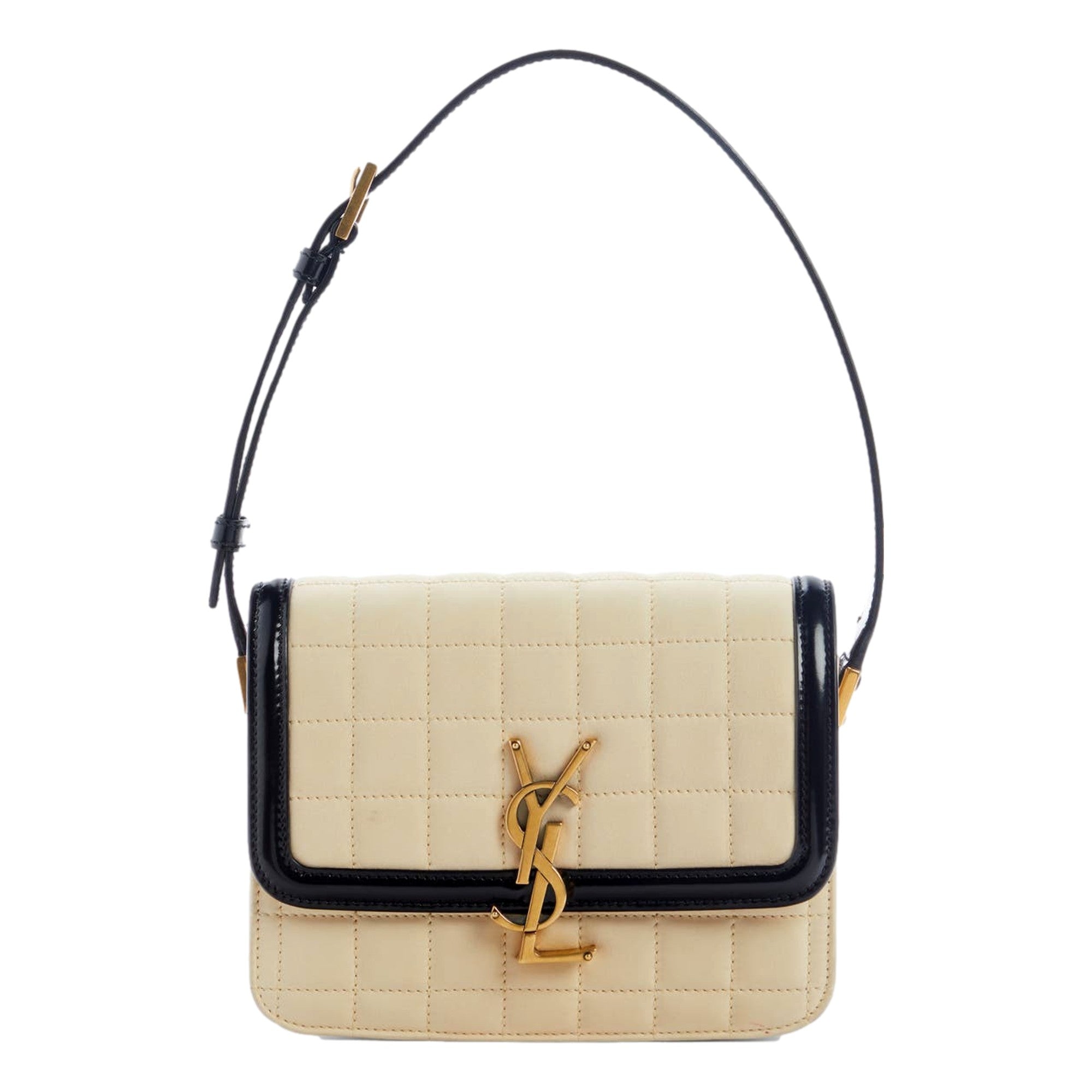 Saint Laurent YSL Solferino Ivory Quilted Suede Leather Shoulder Bag