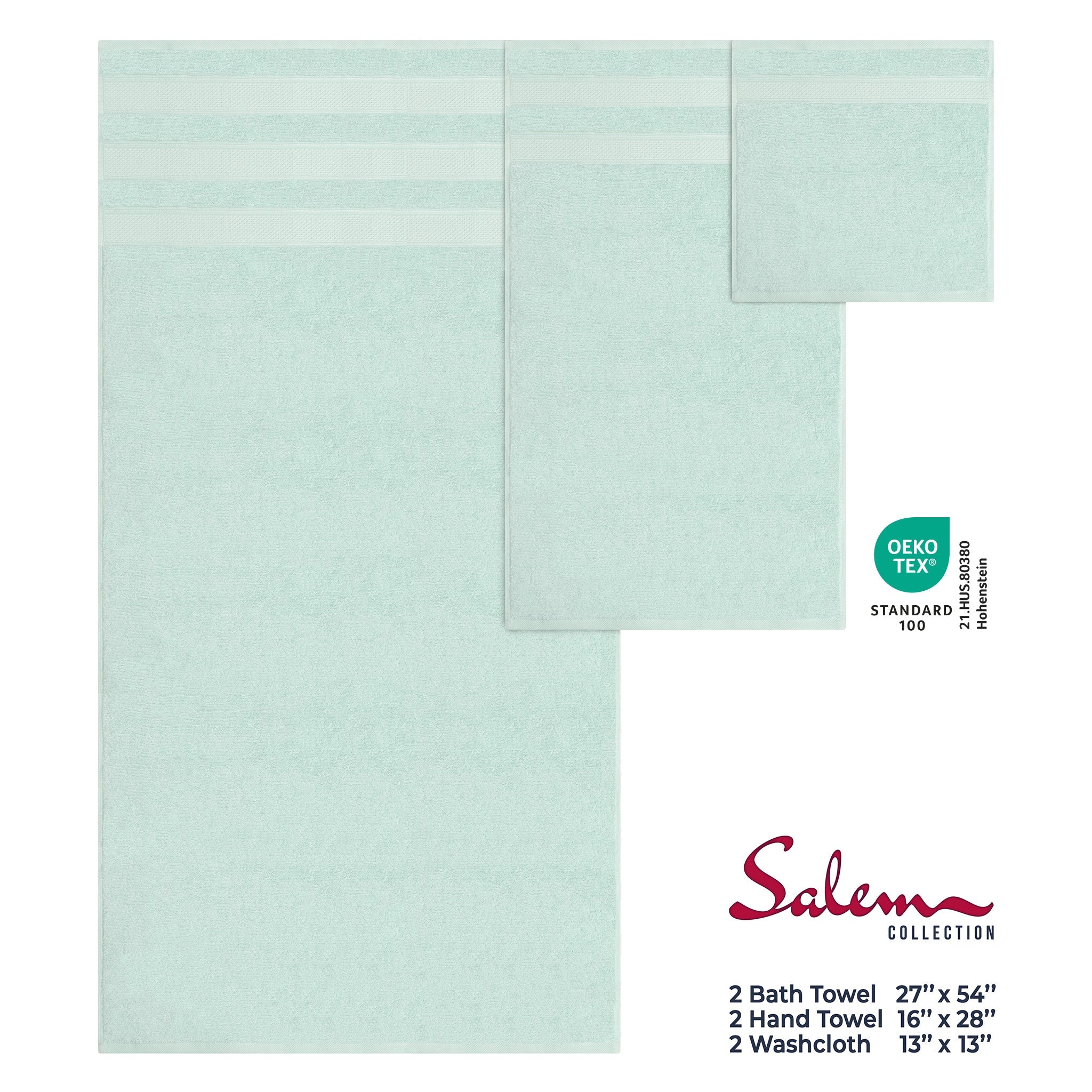 Salem 6 Piece 100% Cotton Luxury Bath Towel Set - Overture Gifts