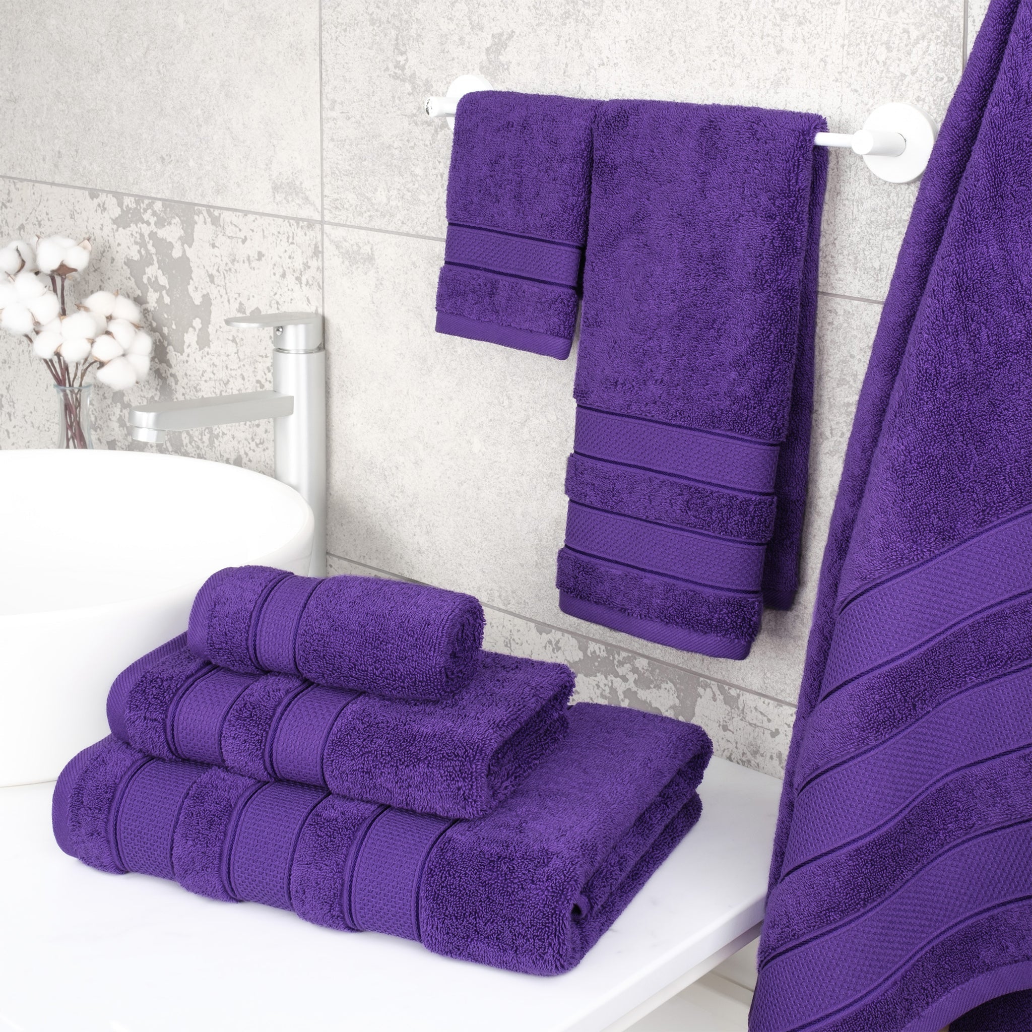 Salem 6 Piece 100% Cotton Luxury Bath Towel Set - Overture Gifts