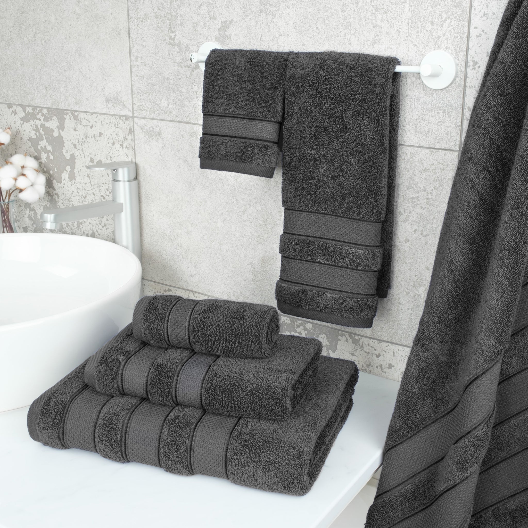 Salem 6 Piece 100% Cotton Luxury Bath Towel Set - Overture Gifts