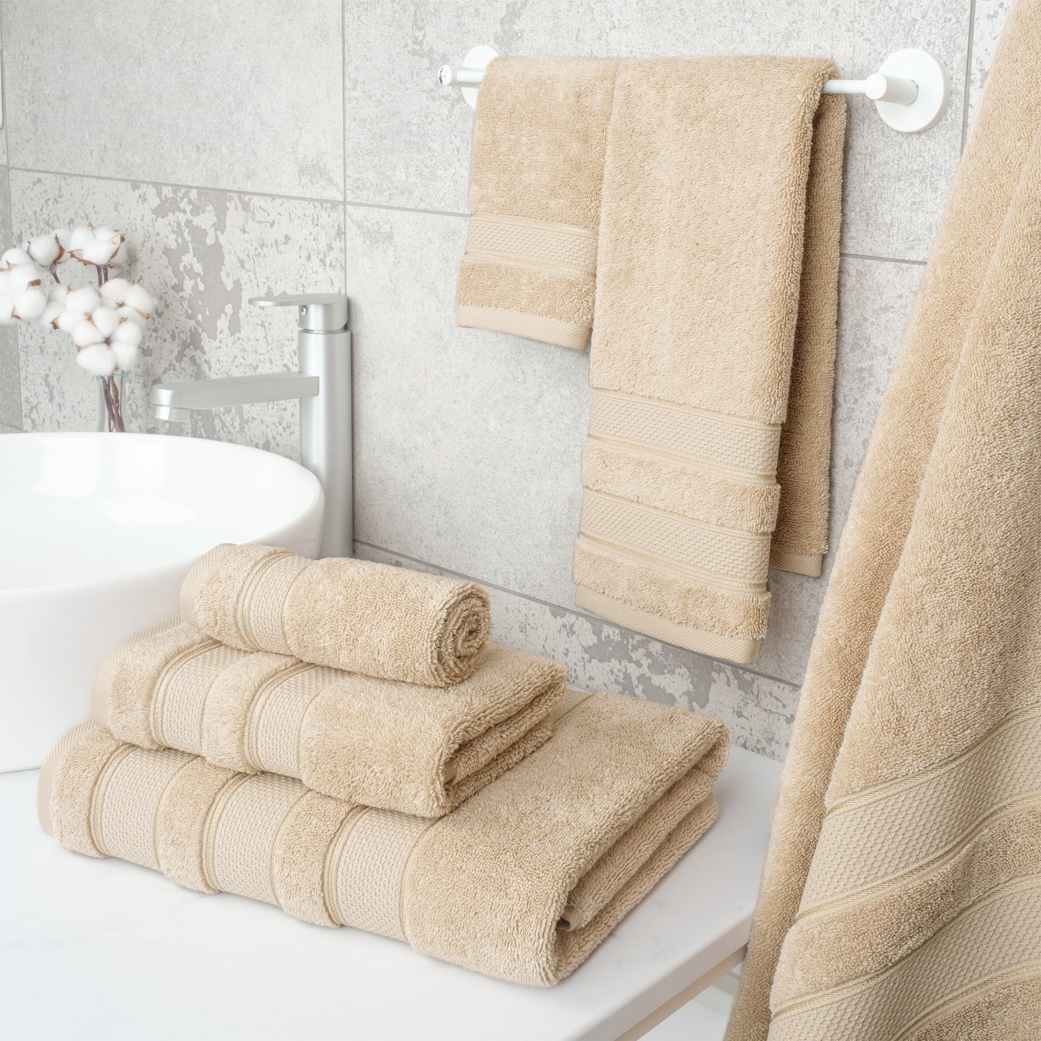 Salem 6 Piece 100% Cotton Luxury Bath Towel Set - Overture Gifts