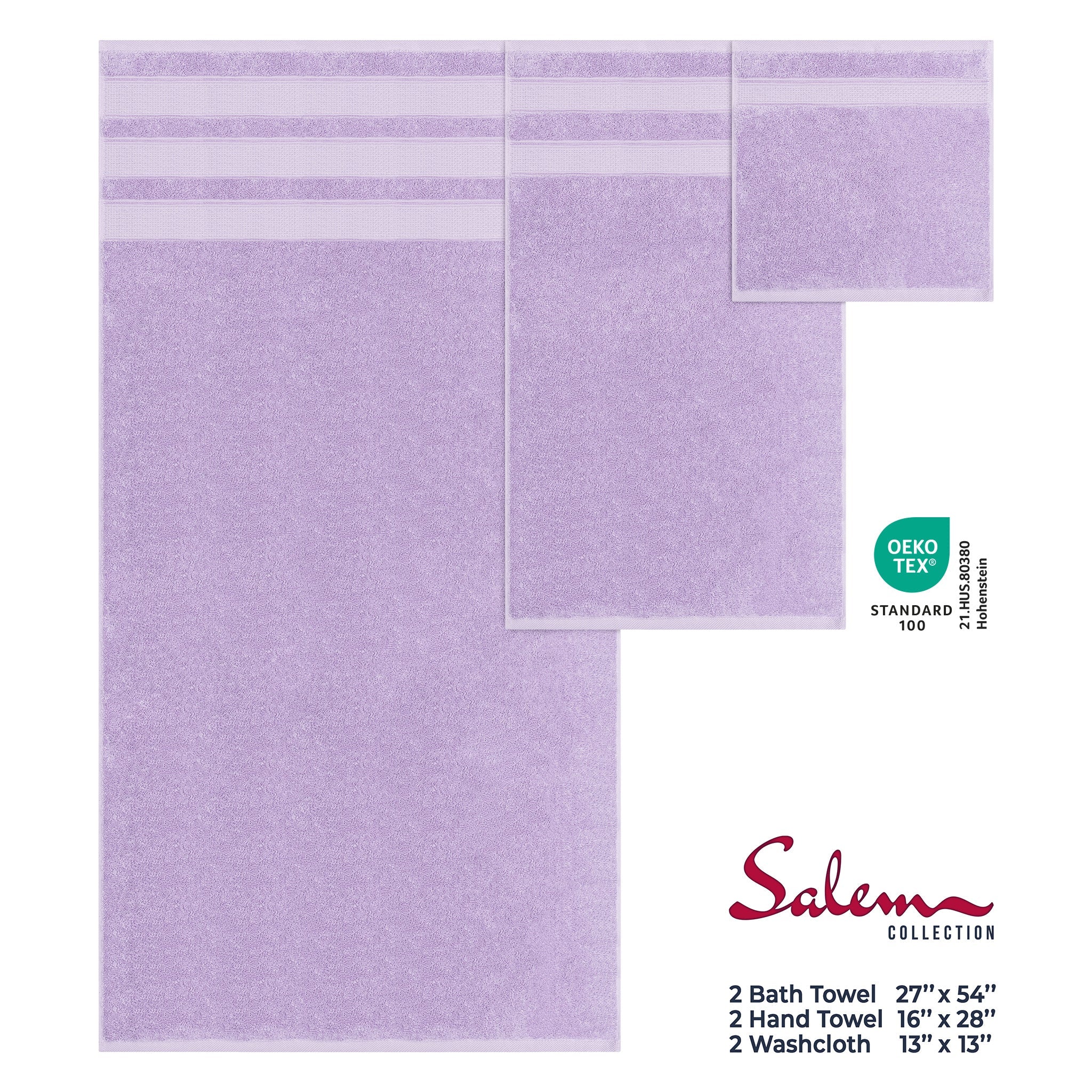 Salem 6 Piece 100% Cotton Luxury Bath Towel Set - Overture Gifts