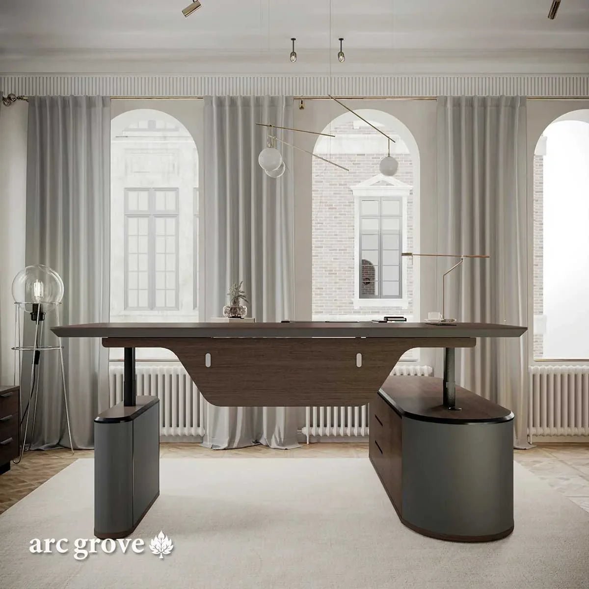 Sawyer · L-Shaped Executive Standing Desk, Adjustable Height - Overture Gifts
